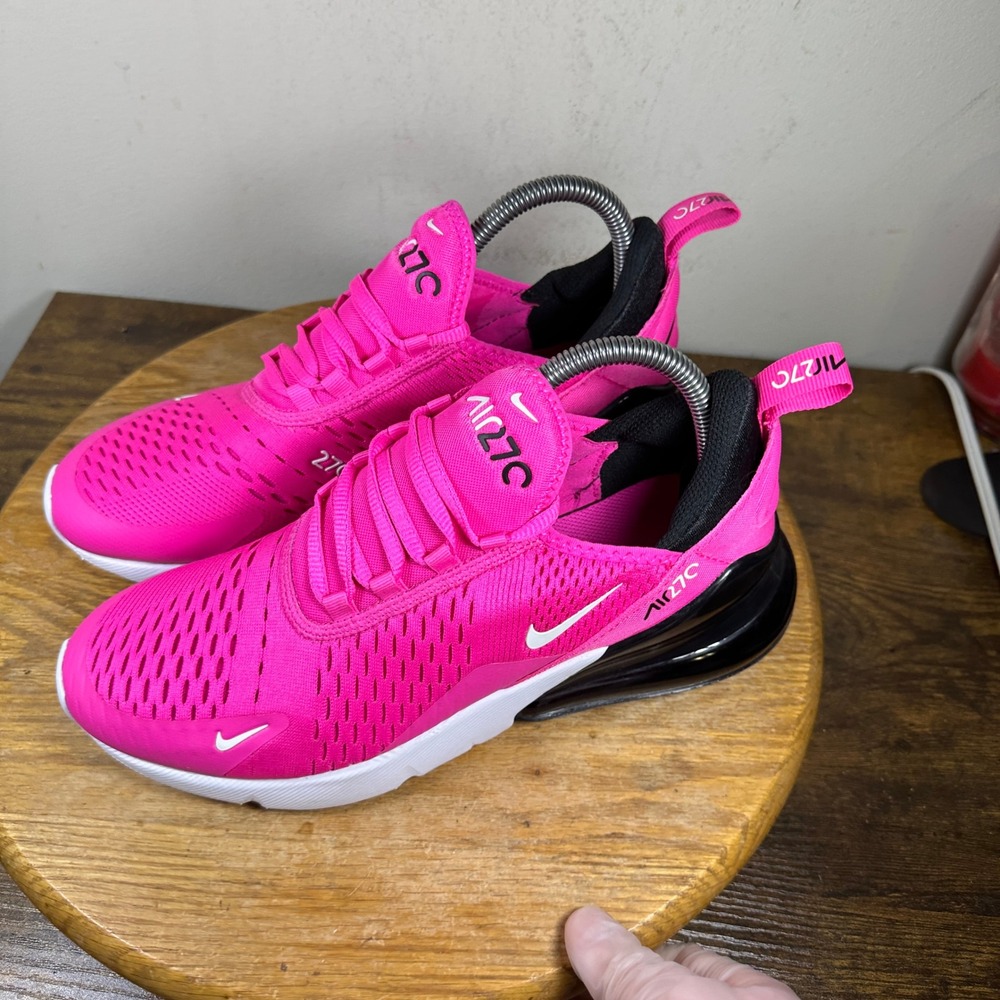 Nike Air Max 270 Hyper Pink Black White Sneakers 943345-602 Womens 8.5 / 7Y - Picture 8 of 8